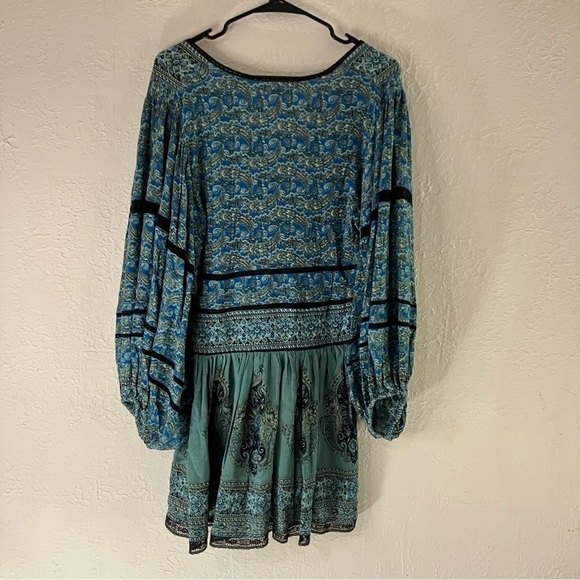 Free People Luna Scarf Print Tunic Top in Ocean Blue - Picture 8 of 12